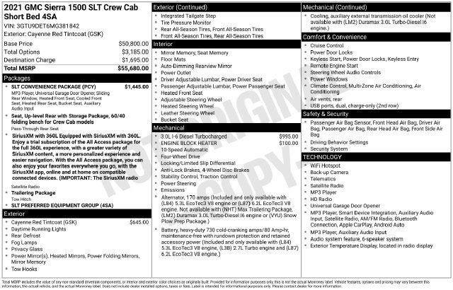 Used 2021 GMC Sierra 1500 SLT w/ SLT Convenience Package AWD/4WD image 52