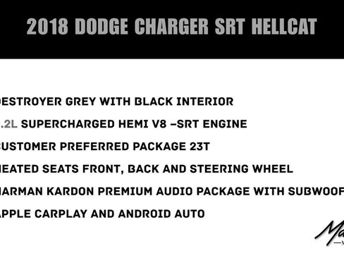 Used 2018 Dodge Charger SRT Hellcat w/ Harman/Kardon Audio Group RWD image 2