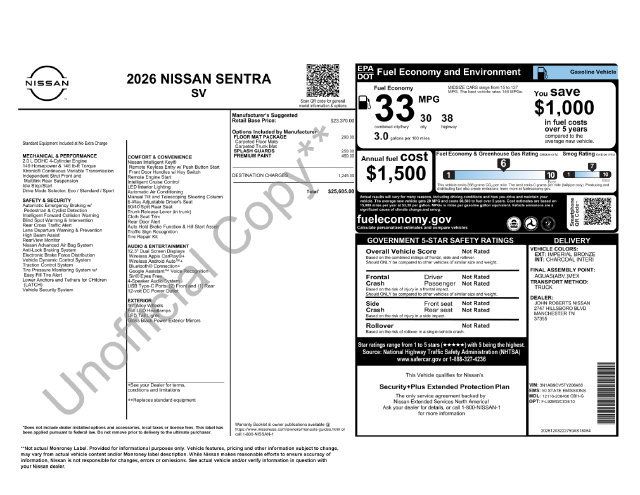 Certified 2026 Nissan Sentra SV w/ Floor Mat Package FWD image 30