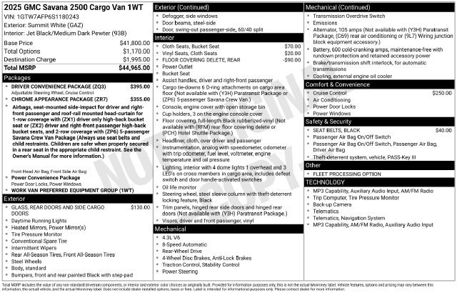 Used 2025 GMC Savana 2500 w/ Driver Convenience Package RWD image 6