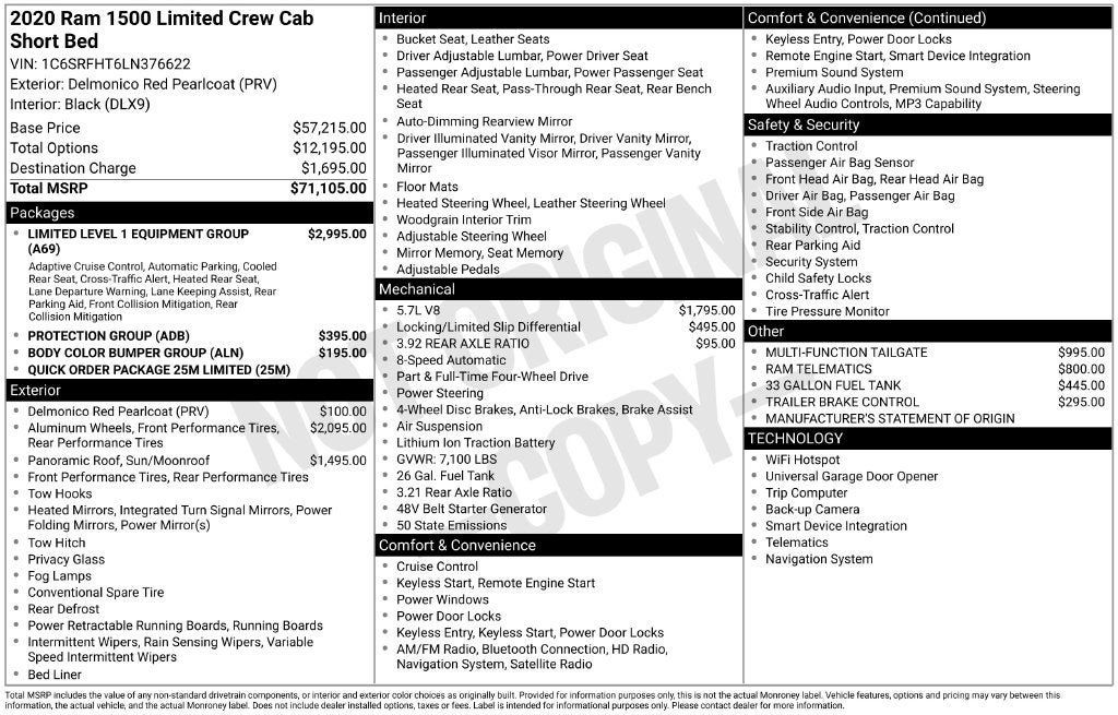 Used 2020 RAM 1500 Limited AWD/4WD image 3