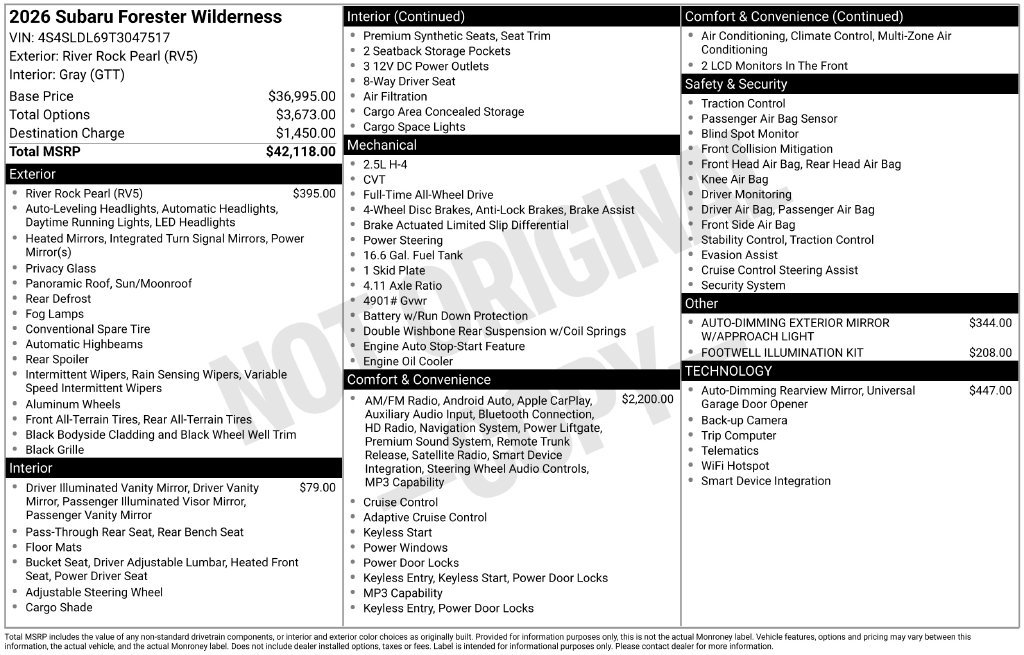 Certified 2026 Subaru Forester Wilderness AWD/4WD image 4