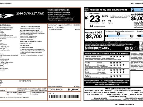 Certified 2026 Genesis GV70 2.5T AWD/4WD image 3
