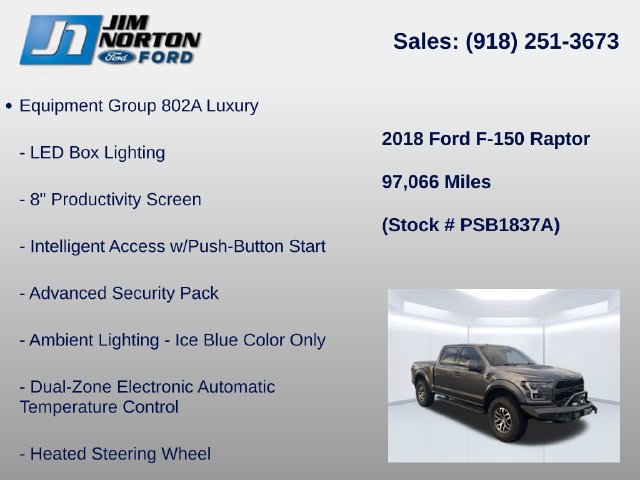 Used 2018 Ford F150 Raptor w/ Equipment Group 802A Luxury AWD/4WD image 15