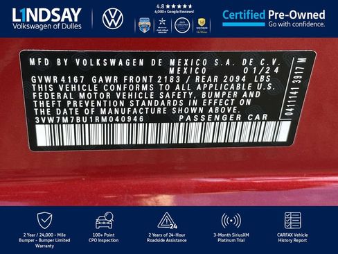 Certified 2024 Volkswagen Jetta SE w/ Panoramic Sunroof Package image 26