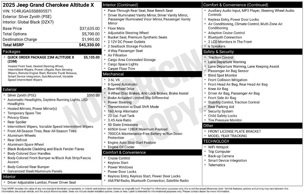New 2025 Jeep Grand Cherokee Altitude RWD image 21