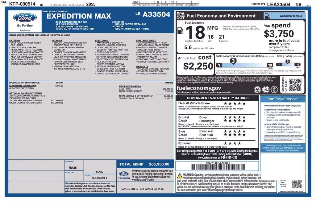 Used 2020 Ford Expedition Max XLT w/ Equipment Group 202A AWD/4WD image 41