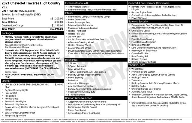 Certified 2021 Chevrolet Traverse High Country FWD image 7