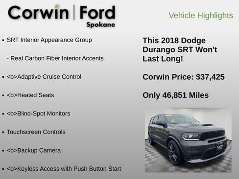 Used 2018 Dodge Durango SRT w/ SRT Interior Appearance Group image 12