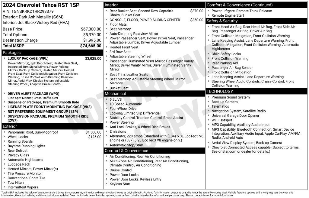 Used 2024 Chevrolet Tahoe RST w/ Luxury Package AWD/4WD image 27
