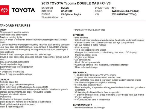 Used 2013 Toyota Tacoma 4x4 Double Cab w/ SR5 Pkg image 28