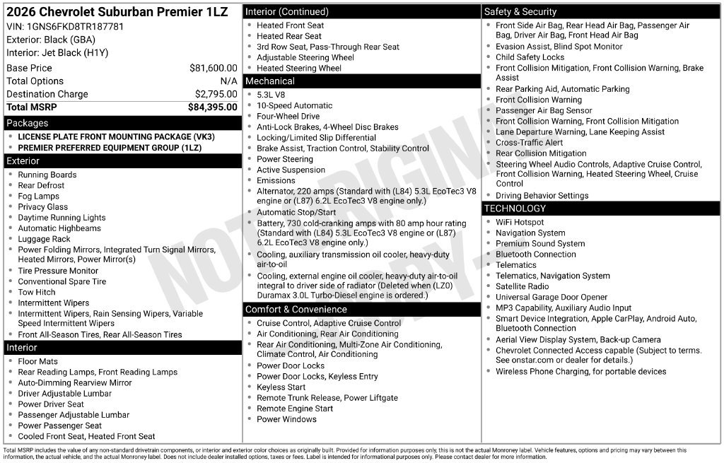 Used 2026 Chevrolet Suburban Premier AWD/4WD image 5