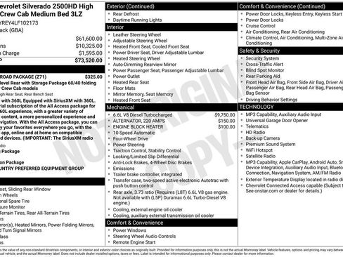 Used 2020 Chevrolet Silverado 2500 High Country w/ Z71 Off-Road Package AWD/4WD image 67