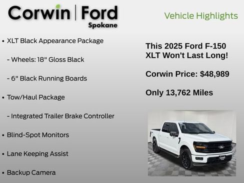 Used 2025 Ford F150 XLT w/ Equipment Group 302A MID AWD/4WD image 13