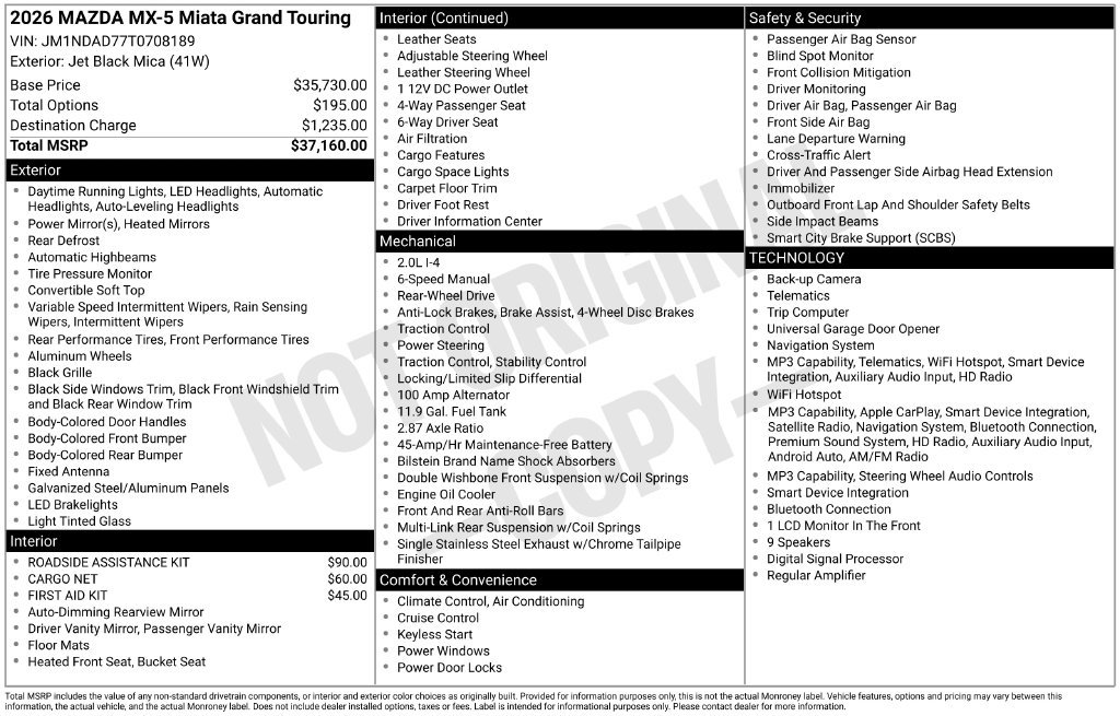 New 2026 MAZDA MX-5 Miata Grand Touring RWD image 4