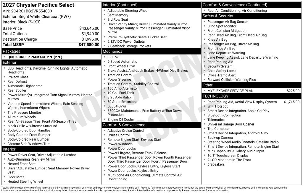 New 2027 Chrysler Pacifica Select FWD image 6