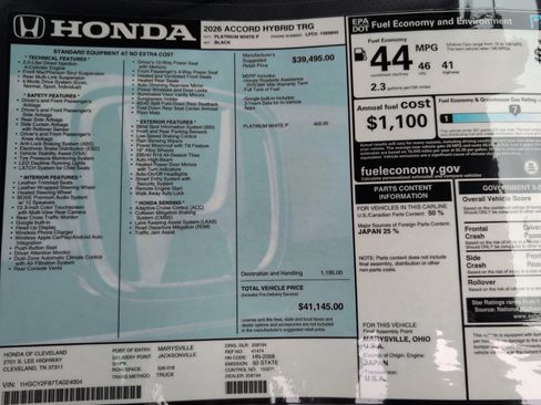 New 2026 Honda Accord Touring image 16