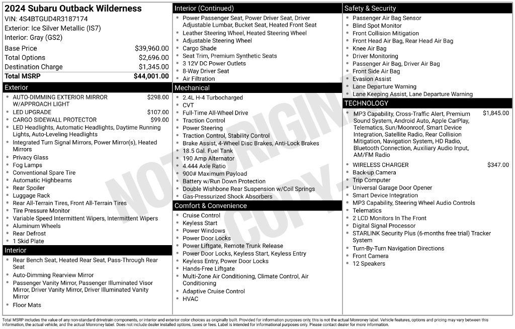 Certified 2024 Subaru Outback Wilderness AWD/4WD image 27