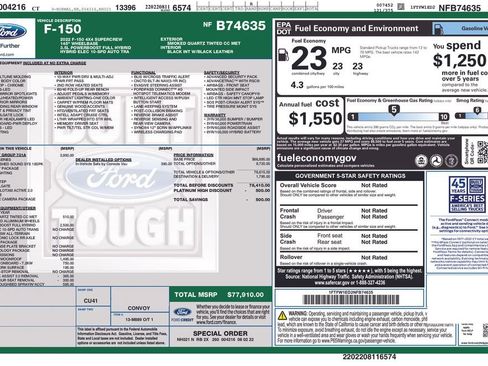 Used 2022 Ford F150 Platinum w/ Equipment Group 701A High image 44