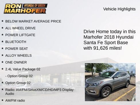 Used 2018 Hyundai Santa Fe Sport w/ 2.4L Value Package 02 AWD/4WD image 9