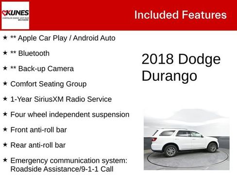 Used 2018 Dodge Durango SXT w/ Quick Order Package 2BB AWD/4WD image 2