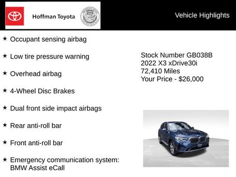 Used 2022 BMW X3 xDrive30i w/ Convenience Package AWD/4WD image 26