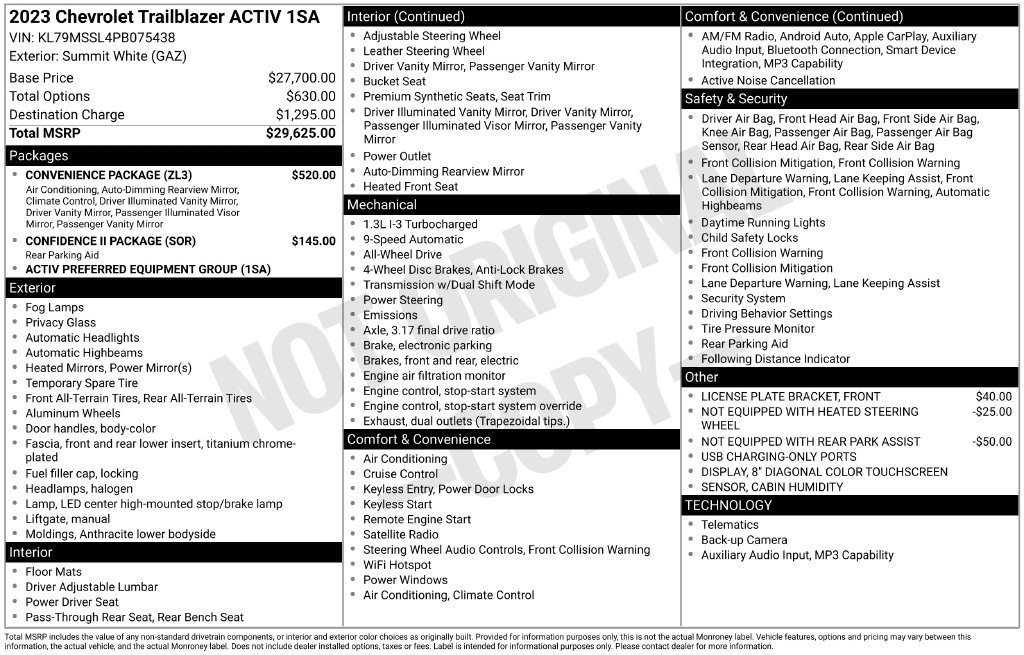Used 2023 Chevrolet TrailBlazer ACTIV w/ Convenience Package AWD/4WD image 2