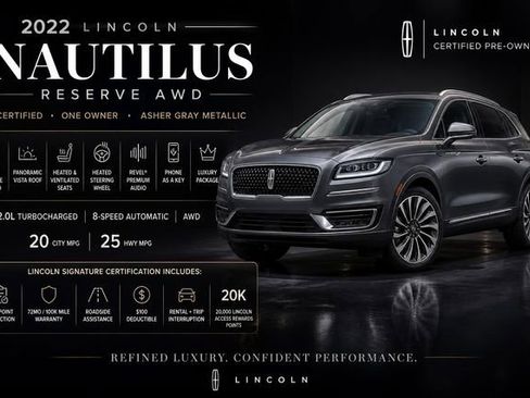 Certified 2022 Lincoln Nautilus Reserve w/ Luxury Package AWD/4WD image 3