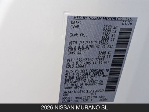 New 2026 Nissan Murano SL AWD/4WD image 26
