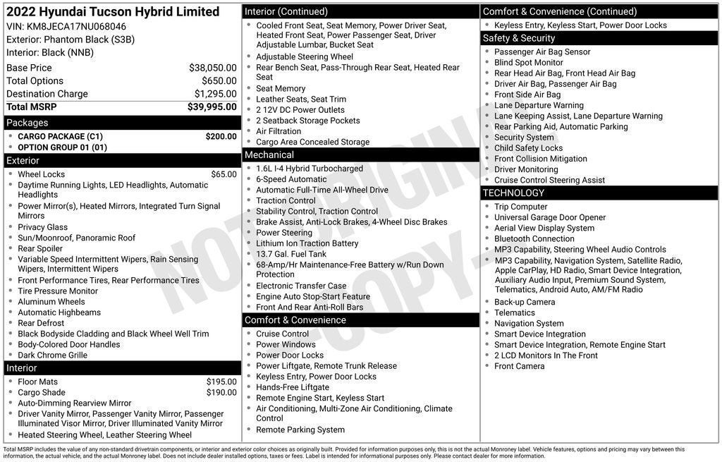 Used 2022 Hyundai Tucson Limited w/ Cargo Package AWD/4WD image 37