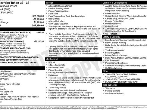 Used 2019 Chevrolet Tahoe LS w/ Enhanced Driver Alert Package AWD/4WD image 35