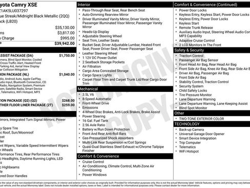 Used 2020 Toyota Camry XSE w/ Driver Assist Package FWD image 40