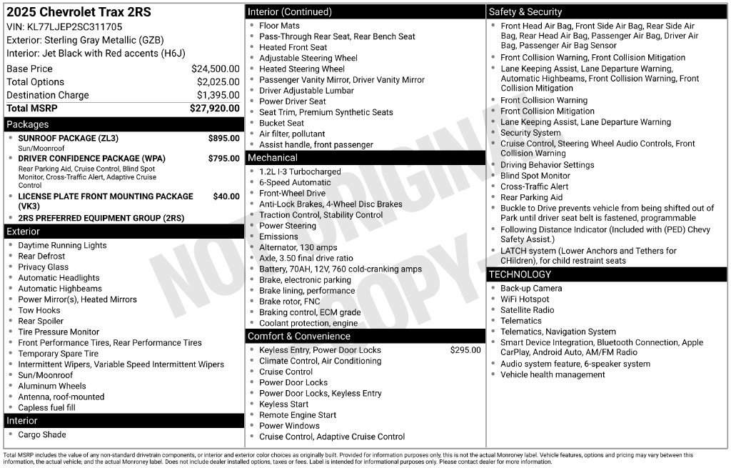 Used 2025 Chevrolet Trax RS w/ Sunroof Package FWD image 18