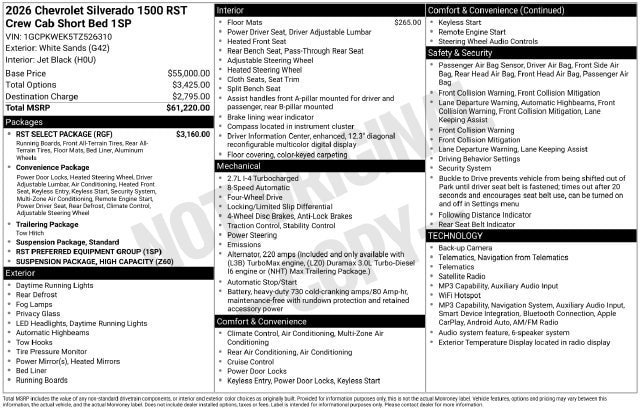 New 2026 Chevrolet Silverado 1500 RST w/ RST Select Package AWD/4WD image 2
