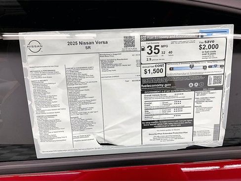 New 2025 Nissan Versa SR w/ Trunk Package image 35