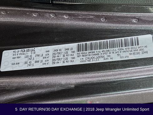 Used 2018 Jeep Wrangler Unlimited Sport AWD/4WD image 35
