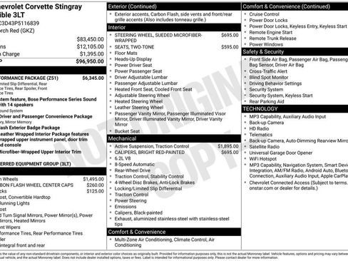 Used 2023 Chevrolet Corvette Stingray Premium Conv w/ Z51 Performance Package RWD image 39