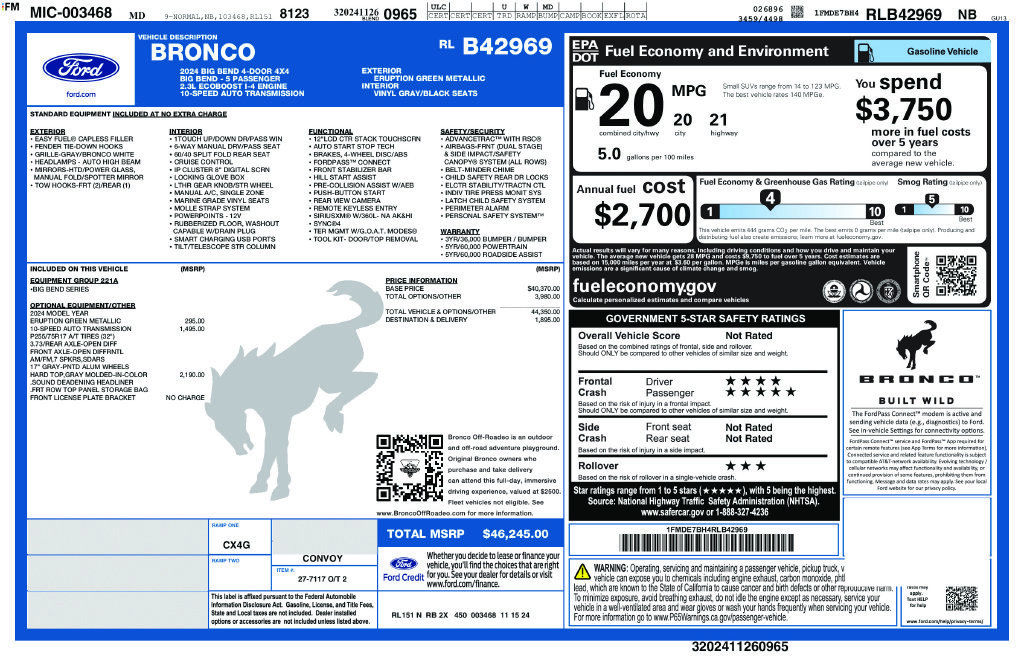 Certified 2024 Ford Bronco Big Bend AWD/4WD image 11