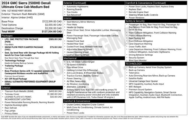 Used 2024 GMC Sierra 2500 Denali Ultimate w/ LPO, GMC Protection Package AWD/4WD image 20