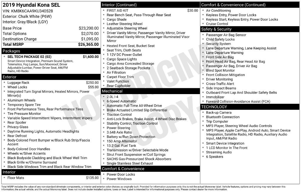 Used 2019 Hyundai Kona SEL w/ SEL Tech Package 02 AWD/4WD image 33