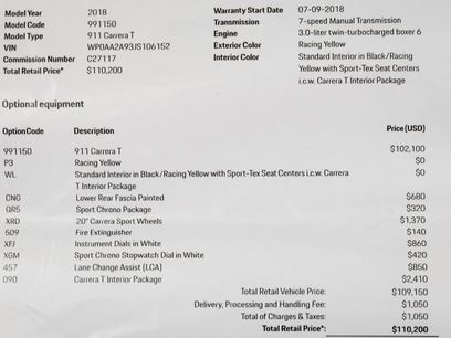 Used 2018 Porsche 911 Carrera T