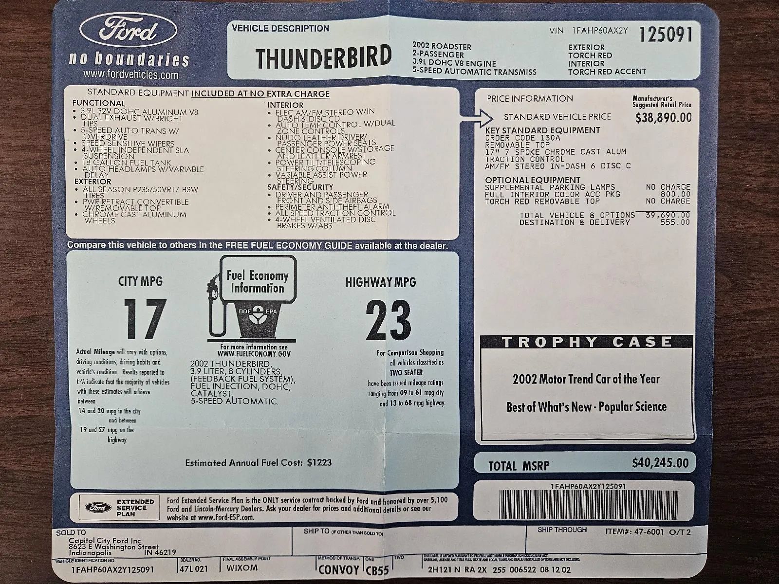 Used 2002 Ford Thunderbird RWD image 24