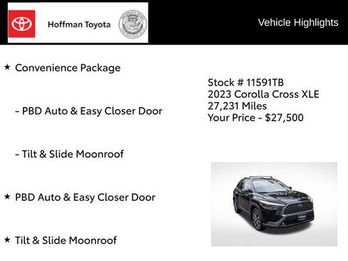 Certified 2023 Toyota Corolla Cross XLE w/ Convenience Package AWD/4WD image 9