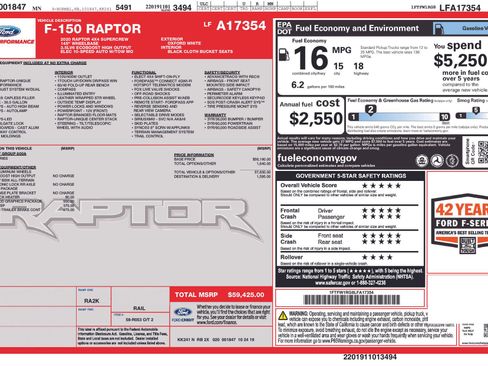 Used 2020 Ford F150 Raptor w/ Raptor Hood Graphics Package image 41