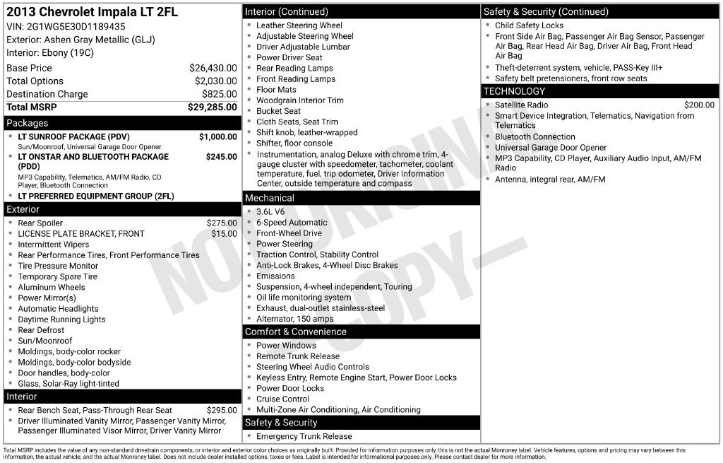 Used 2013 Chevrolet Impala LT w/ LT Sunroof Package FWD image 38