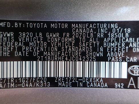 Used 2018 Toyota Corolla SE w/ Carpet Mat Package (TMS) FWD image 46