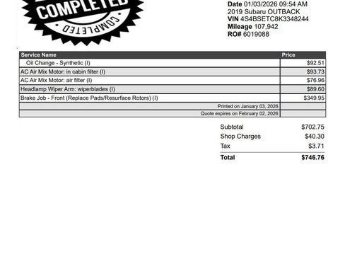 Used 2019 Subaru Outback 3.6R Touring w/ Protection Package #1 image 6