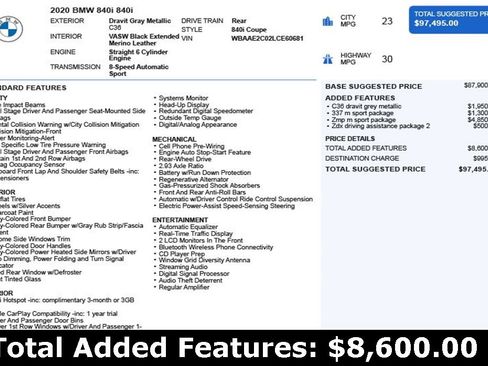 Used 2020 BMW 840i Coupe w/ M Sport Package image 3