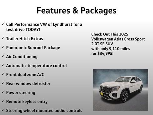 Used 2025 Volkswagen Atlas Cross Sport SE w/ Panoramic Sunroof Package FWD image 4