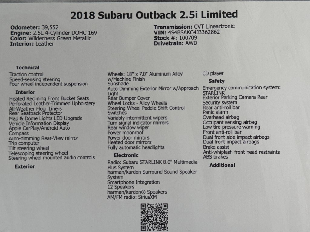 Used 2018 Subaru Outback 2.5i Limited AWD/4WD image 49